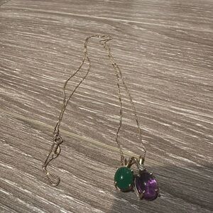 14k yk amethyst necklace (green chrysoprase pendant not included)-3.74g, 24”
